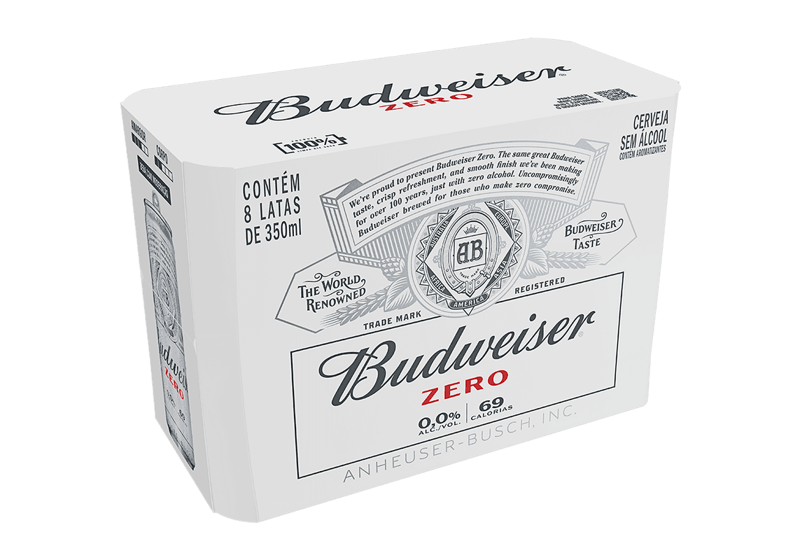 CAIXA BUDWEISER ZERO C/ 8 LATAS 350ML